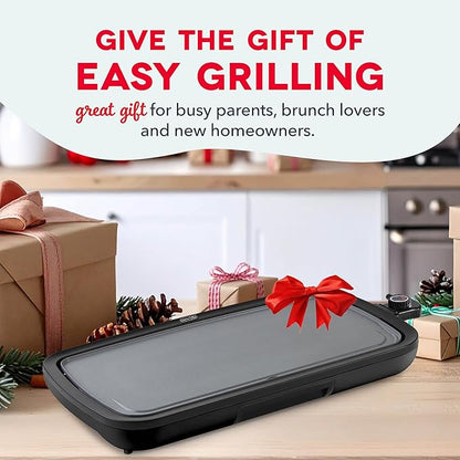 Dash Deluxe Everyday Griddle - Electric Griddle with Removable Plate - Nonstick, Easy-Clean Surface & Anti-Slip Base - Recipe Book Included - Navy