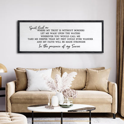 Spirit Lead Me Wall Art Decor 24×10 Inch Christian Scripture Office Inspirational Lyrics Ready to Hang Wooden Framed Sign (Black)