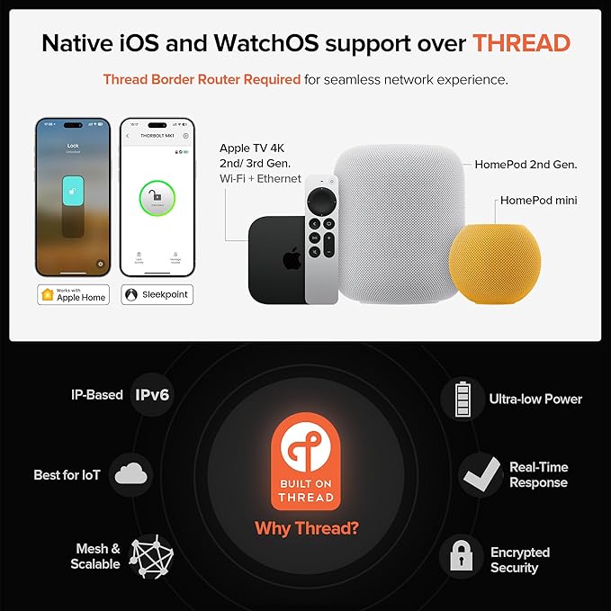 X1 Apple Home Key Lock, iOS ONLY Smart Keyless Entry HomeKit Door Lock with Fingerprint, Keypad Deadbolt Lock Works with HomeKit Over Thread (Border Router), IP65 Weatherproof, Titainium