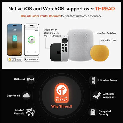 X1 Apple Home Key Lock, iOS ONLY Smart Keyless Entry HomeKit Door Lock with Fingerprint, Keypad Deadbolt Lock Works with HomeKit Over Thread (Border Router), IP65 Weatherproof, Titainium