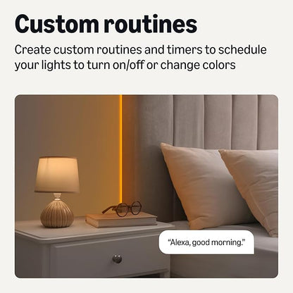 Amazon Basics Smart LED Light Strip, 32.8 Feet (2 Rolls of 16.4 Feet), RGB + Tunable White, Color Changing, App Control, Voice Control, Works with Alexa Only, 2.4 GHz Wi-Fi, No Hub Required