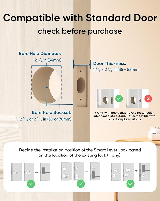 eufy Smart Lock C33, Keypad Door Lock with Handle, Fingerprint Door Knob, Keyless Entry Door Lock for Front Door and Bedrooms, Electronic Deadbolt, Wi-Fi, Remote App Control, IP53 Waterproof, Nickel