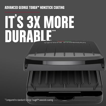 George Foreman 2-Serving Classic Plate Electric Indoor Grill and Panini Press,Black,GRS040B,(Pack of 2)
