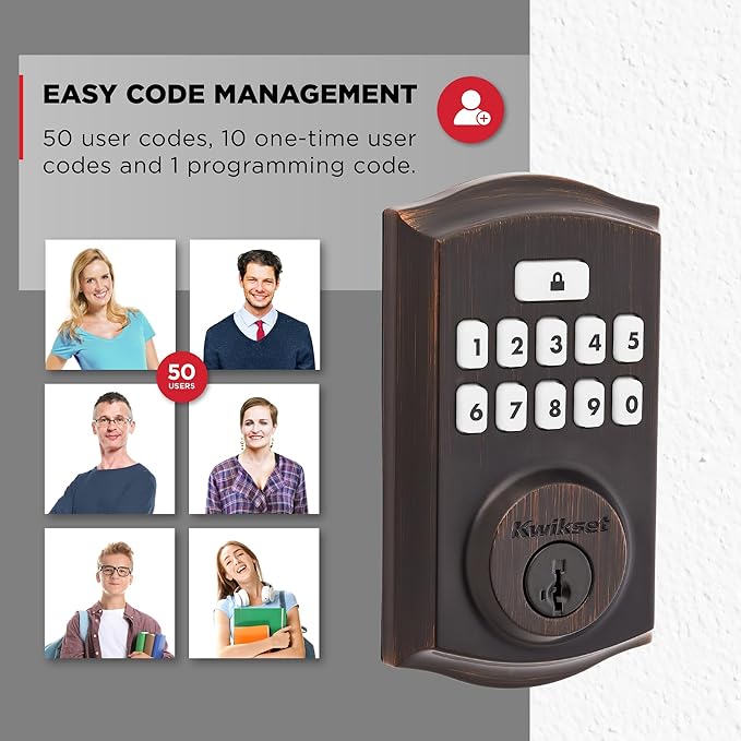 Kwikset SmartCode 260 Keyless Entry Electronic Keypad Deadbolt Door Lock with Auto-Lock, Custom User Codes, Advanced Security in Venetian Bronze Traditional