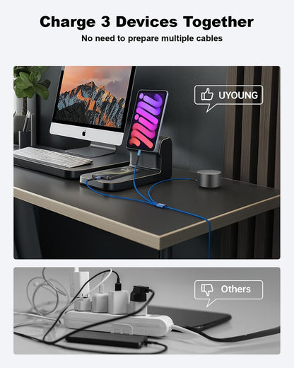 Multi Charging Cable 2Pack 4FT, 3 in 1 Charger Cable Braided Universal Phone Charging Cord with Lightning/Type C/Micro USB Ends, Multiple USB Cable for iPhone/Samsung/Google Cell Phones and More