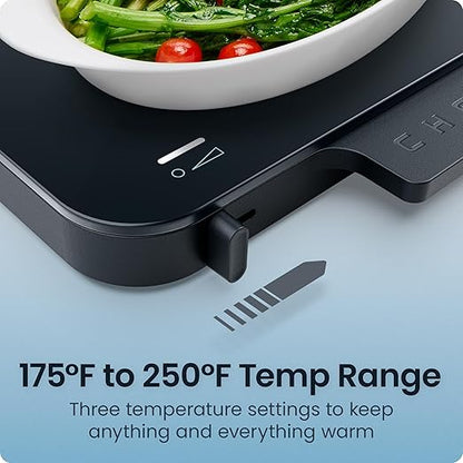 Chefman Everything Warmer Electric Warming Tray, 20” x 16” Modular Expanding Design, Graphene Full-Surface Heating, Food Warming Mat for Parties, Gatherings & Daily Use, Two Tempered Glass Panels