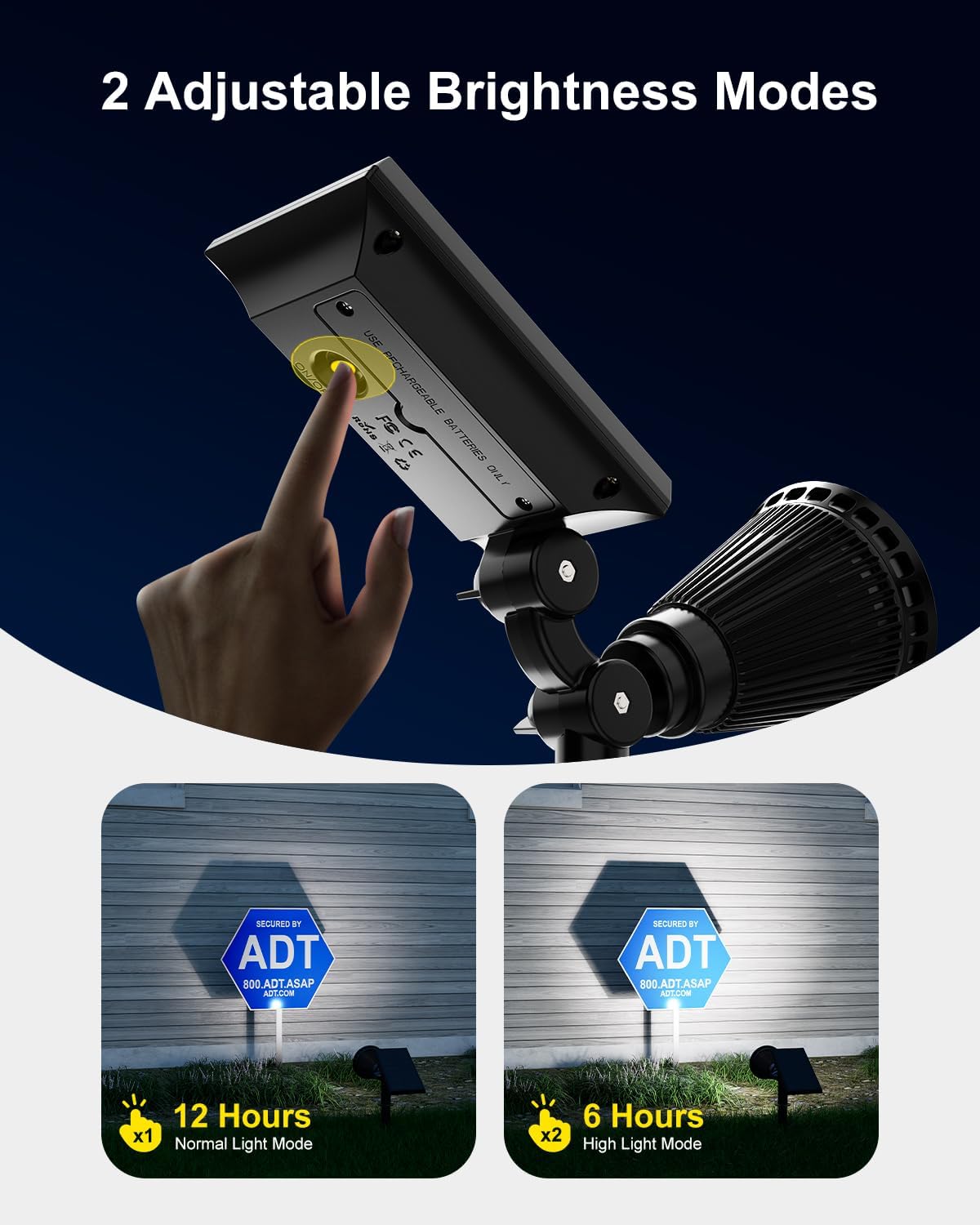 Solar Spot Lights Outdoor Waterproof for Flag, Palm Tree, Pole, Sign, Statue, Mailbox, Bright LED Outside Landscape Flood Spotlights for Accent Uplighting Yard, Garden, House, Backyard, Patio