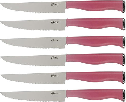 Oster Langmore 15 Piece Stainless Steel Cutlery Knife Block Set W/Black Box – Purple
