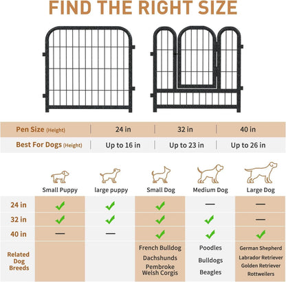 Metal Dog Playpen, 32" Inch Height 32Panels, Ideal Dog Fence for Large/Medium/Small Dogs Indoor & Outdoor Bliss, Perfect Dog Pen for Camping, Yard and RV | Black-Silver