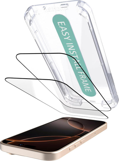 Smartish iPhone 16 Pro Max Screen Protector - 2-Pack Tempered Glass Screen Protectors - Tuff Sheet - 9H Easy Install Frame [Scratch Resistant] Case-Friendly- Dynamic Island for Apple iPhone 16 Pro Max