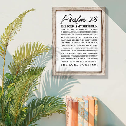 Christian Wooden Sign, Bible Verse Wall Art, Rustic Wooden Plaque, Home Church Decor, Christian Framed Wall Plaque Sign 15 * 11.5 inches, The Lord is My Shepherd