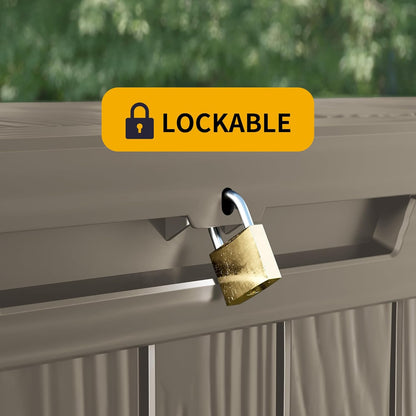 180 Gallon Outdoor Storage Box Waterproof Lockable Resin Deck Box Large, Patio Storage Bin for Pool Accessories Cushion Furniture, Garden Tools, UV-Resistant Outside Delivery Grey