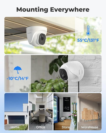 Reolink 5MP PoE Security Camera System Bundle, 8pcs 5MP Smart Human Vehicle Detection PoE Cameras, Dome IP Cameras, an 8CH NVR Pre-Installed with 2TB HDD(Include 4 x 18M Cat5 Cable)