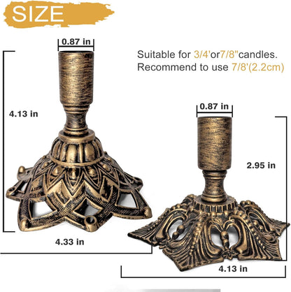 Candlestick Holders,Taper Candle Holder for Candlesticks Gold Brass Vintage Candle Metal Stick Candle Holders for Fireplace, Party, Dining,Wedding Decor,Fits 3/4 inch Thick Candle(Set of 6Pcs)