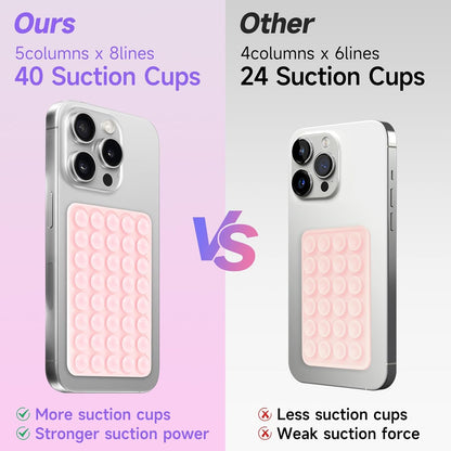 Silicone Suction Phone Case Mount, Non Slip Suction Cup Phone Mount, Phone Accessories Holder for Selfies and Videos, Silicon Adhesive Phone Stand Sticky for Cell Phone Purple