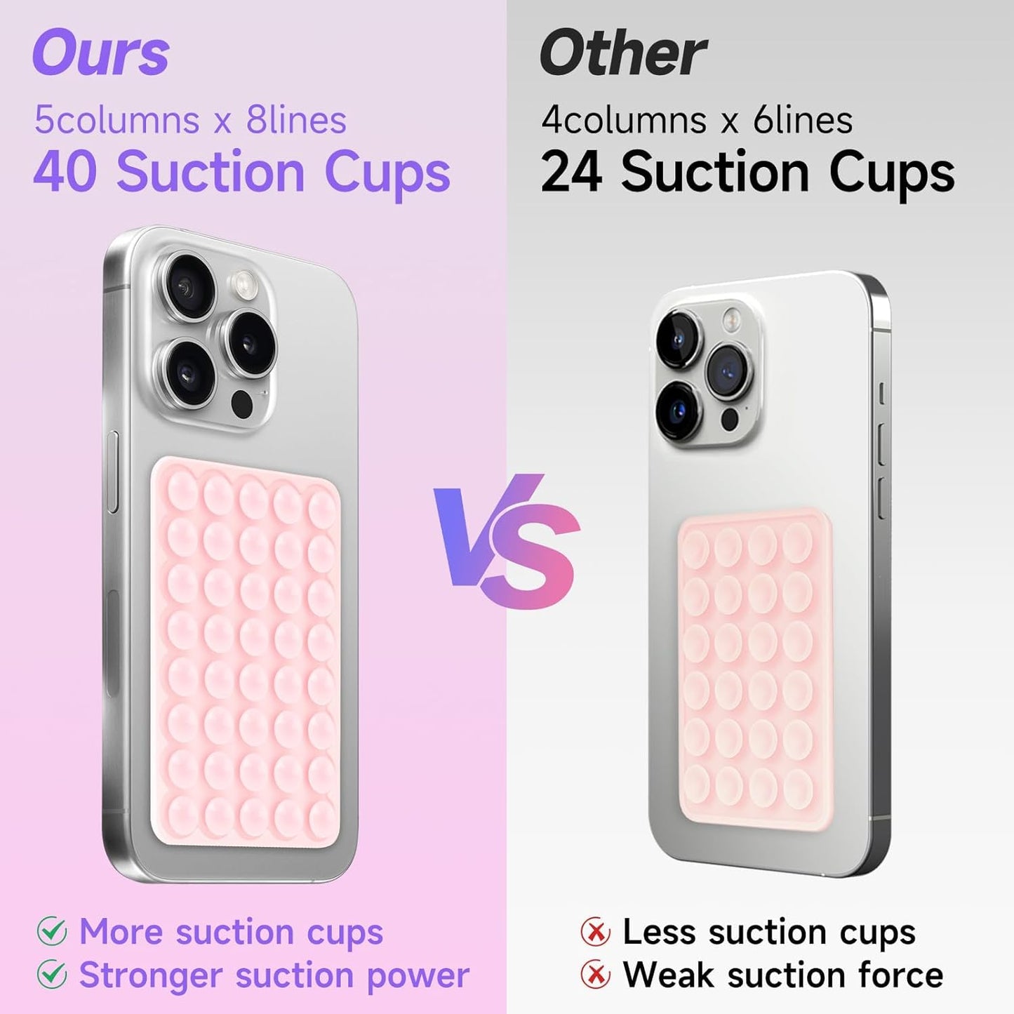 Silicone Suction Phone Case Mount, Non Slip Suction Cup Phone Mount, Phone Accessories Holder for Selfies and Videos, Translucent