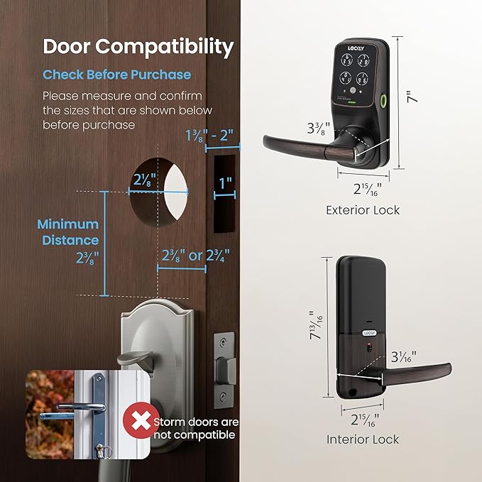 Lockly Secure Pro Smart Lock Wi-Fi, Keyless Entry Digital Keypad Door Lock, 3D Biometric Fingerprint Sensor Front Door with Handle, Voice Control & Auto Lock - Latch Edition