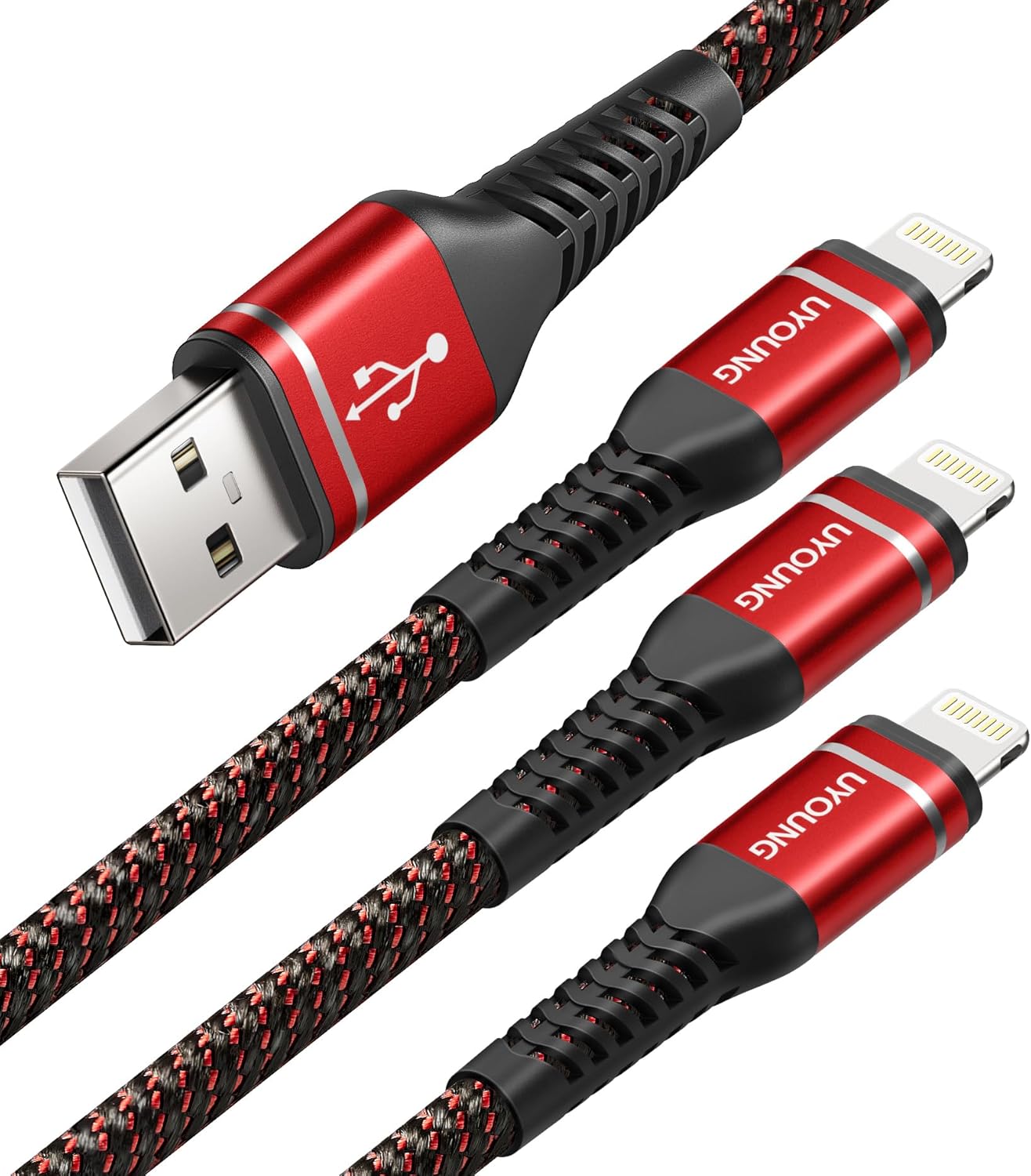 UYOUNG 3 FT iPhone Charging Cable MFi Certified 3 Pack 3 Foot Lightning Cable Fast USB Nylon Braided Charger Cord Compatible with iPhone 14/13/12/11/X/XS/XR/XS Max/8/7/6/5S/SE/iPad
