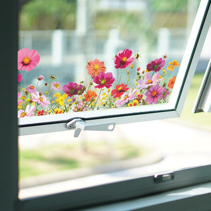 2 Sets 3D Daisy Window Clings Boho Garden Flower Double Sided Wildflower Floral Daisy Window Decals Anti-Collision Glass Doors Stickers 7x21 Inch