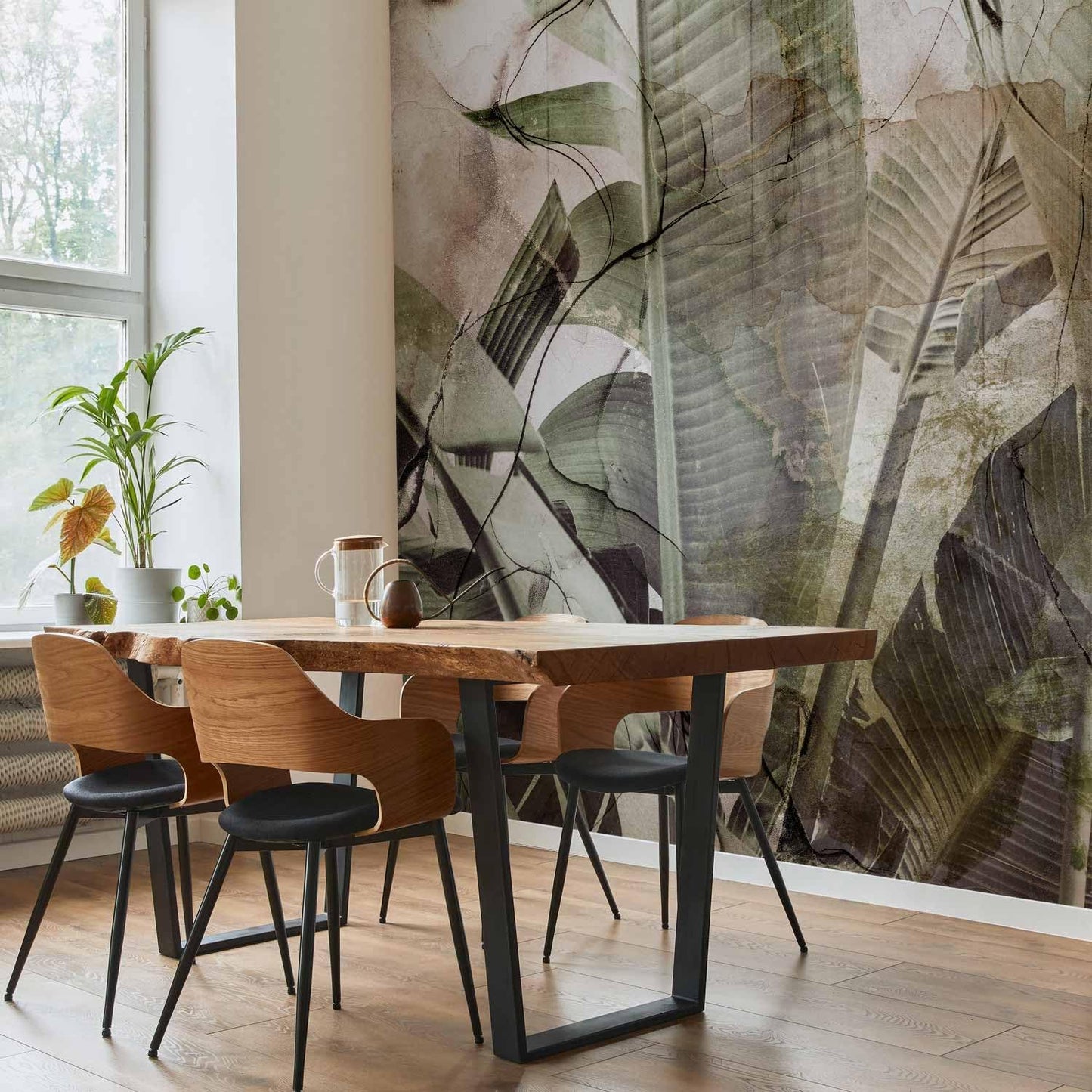 artgeist Premium Wall Mural Tropical Leaves 79x55 in - XXL Non-Woven Wallpaper Fleece Wall Decor Photo Print Picture Image Design Plant Jungle Nature Like Painted b-C-0776-a-a
