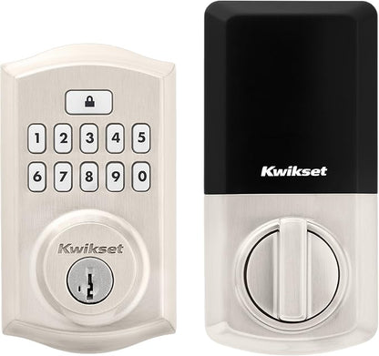 Kwikset SmartCode 260 Keyless Entry Electronic Keypad Deadbolt Door Lock with Auto-Lock, Custom User Codes, Advanced Security in Satin Nickel Traditional