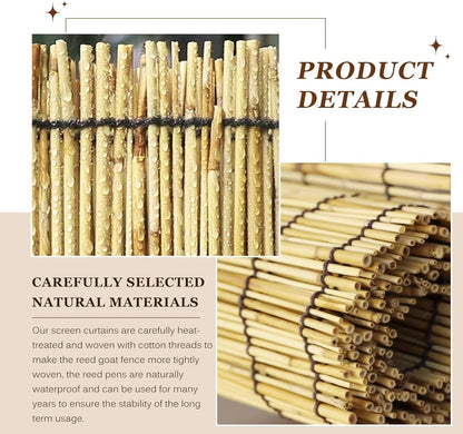 Natural Reed Fencing Rolls: Privacy Bamboo Fence 3/4/5/6ft High Roll Reed Screen, Decorative Bamboo Fencing for Outdoor Balcony Patio Garden Backyard,with Cable Zip Ties(Nature, 3.3x16.4ft)