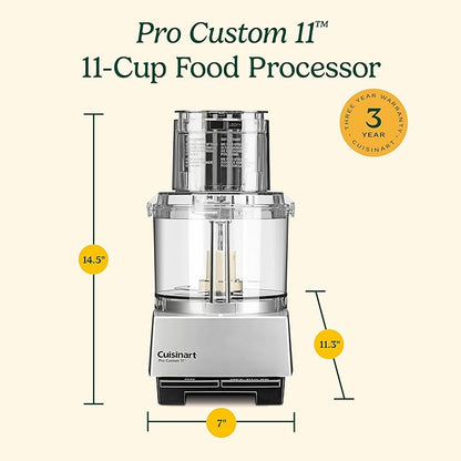 Cuisinart Food Processor, Dishwasher Safe 11-Cup Food Processor with Slicing & Shredding Discs, Cuisinart Pro Custom 11 Stainless Steel Electric Chopper & Kitchen Food Processor, Chrome, DLC-8SBCYP1