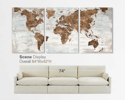 Living Room Pictures Wall Decor Large Wall Art for Home Office Artwork Vintage Old Maps for Wall Giant Oversized Art Prints Inspirational Brown Paintings