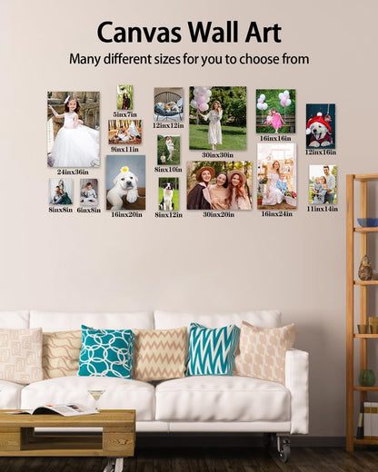 AbcCustomize Canvas Prints with Your Photos, Personalized Photo To Canvas Print for Bedroom, Living Room, Farmhouse Office Decor,Custom Canvas Wall Art for Gifts & Keepsakes, Ready to Hang