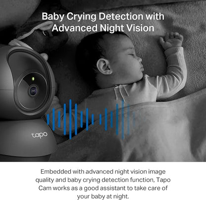 Tapo 2K Indoor Pan/Tilt Wired Security Camera - Works as a Baby Monitor & Pet Camera, Motion Detection, 2-Way Audio, Siren, Night Vision, No-Subscription Local Storage or Optional Cloud, C211 (2-Pack)