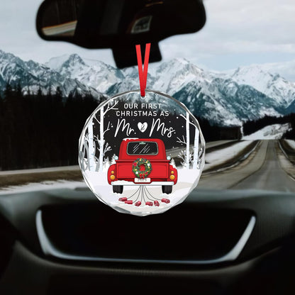 Teezwonder Anniversary Wedding Gifts for Him & Her - 2024 Christmas Ornament - Just Married Couple Gifts for Men, Women, Husband & Wife, Mr & Mrs - Christmas Tree Decoration Glass Ornament