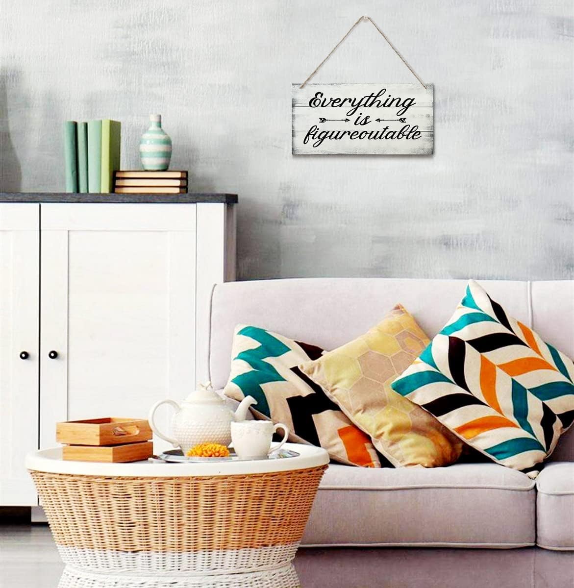 Everything is Figureoutable Decor Sign, Printed Wood Wall Art Sign, Funny Home Signs Decor, Hanging Wood Sign Home Decorative, Rustic Farmhouse Inspirational Wood Sign Decor Wall Art 12x6 in