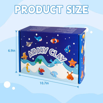 Air Dry Clay Kit for Kids,DIY Air Dry Clays Kit with Sculpting Tools and Tutorials,Creative Molding Clay Gift Kits with Tools,Ultra Light and Soft, Safe and Non-Toxic DIY Underwater Adventure Gift Toy