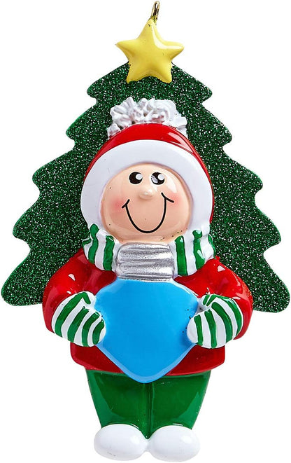 3D Toddler Ornaments for Christmas Tree 2025 - Blue Bulb Tree Hat Ornament for Kids Cozy Pajama Ornament for Girl Personalized Christmas Ornaments for Kids G ifts for Girls Toddler Girl Decorations