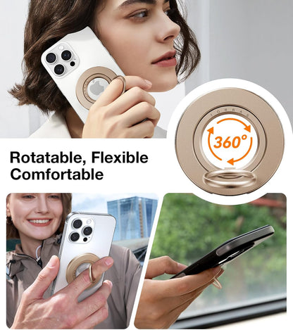 TORRAS 2025 Upgrade [Dual-Ring] Fit for MagSafe Phone Grip Ring Holder Compatible with MagSafe Kickstand Magnetic for iPhone 16/15/14/13/12/11 Samsung, Google Accessories, Desert Titanium Gold