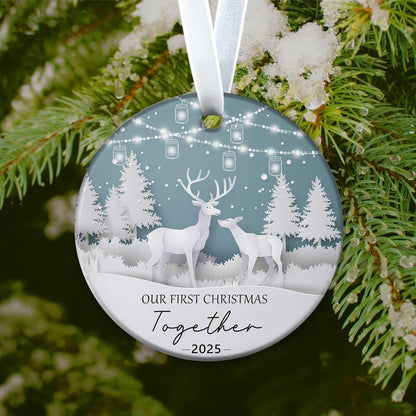 Christmas Ornaments 2025 Our First Christmas Together Ornament Newlywed Keepsake, 1st Married Christmas Decor for Bridal Shower Wedding New 3Inch Ceramic