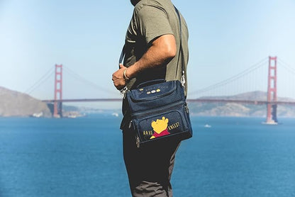 PICNIC TIME Disney Winnie the Pooh Pranzo Insulated Lunch Box, Soft Sided Lunch Bag with Picnic Set, Dual Compartment Cooler Lunch Box, (Navy Blue)