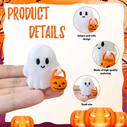 Halloween Ghost Figurine, Cute Spooky Resin Ghost with Pumpkin Basket Statue, Funny Decor for Halloween Decorations Indoor, Porch Indoor Home Decor Gifts