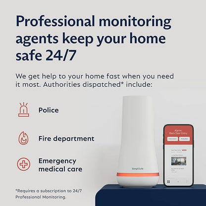 SimpliSafe 9 Piece Wireless Home Security System w/HD Camera - Optional 24/7 Professional Monitoring - No Contract - Compatible with Alexa and Google Assistant