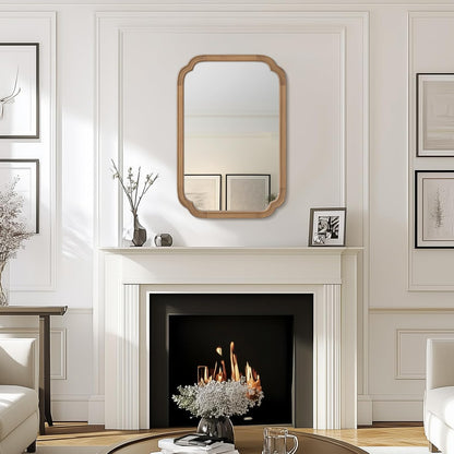WallBeyond 20" x 30" Rounded Corner Arch Wall Mirror with Wood Frame for Entryway, Living Room or Bedroom Home Decor - Light Woodgrain [20" x 30" Honey-Colored]
