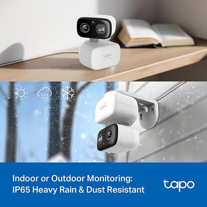 Tapo 2K Indoor/Outdoor Pan/Tilt Wired Security Camera - Baby Monitoring, Person & Baby Cry Detection, 360° Motion Tracking, Night Vision, No-Subscription Local Storage or Optional Cloud, C216 (2-Pack)