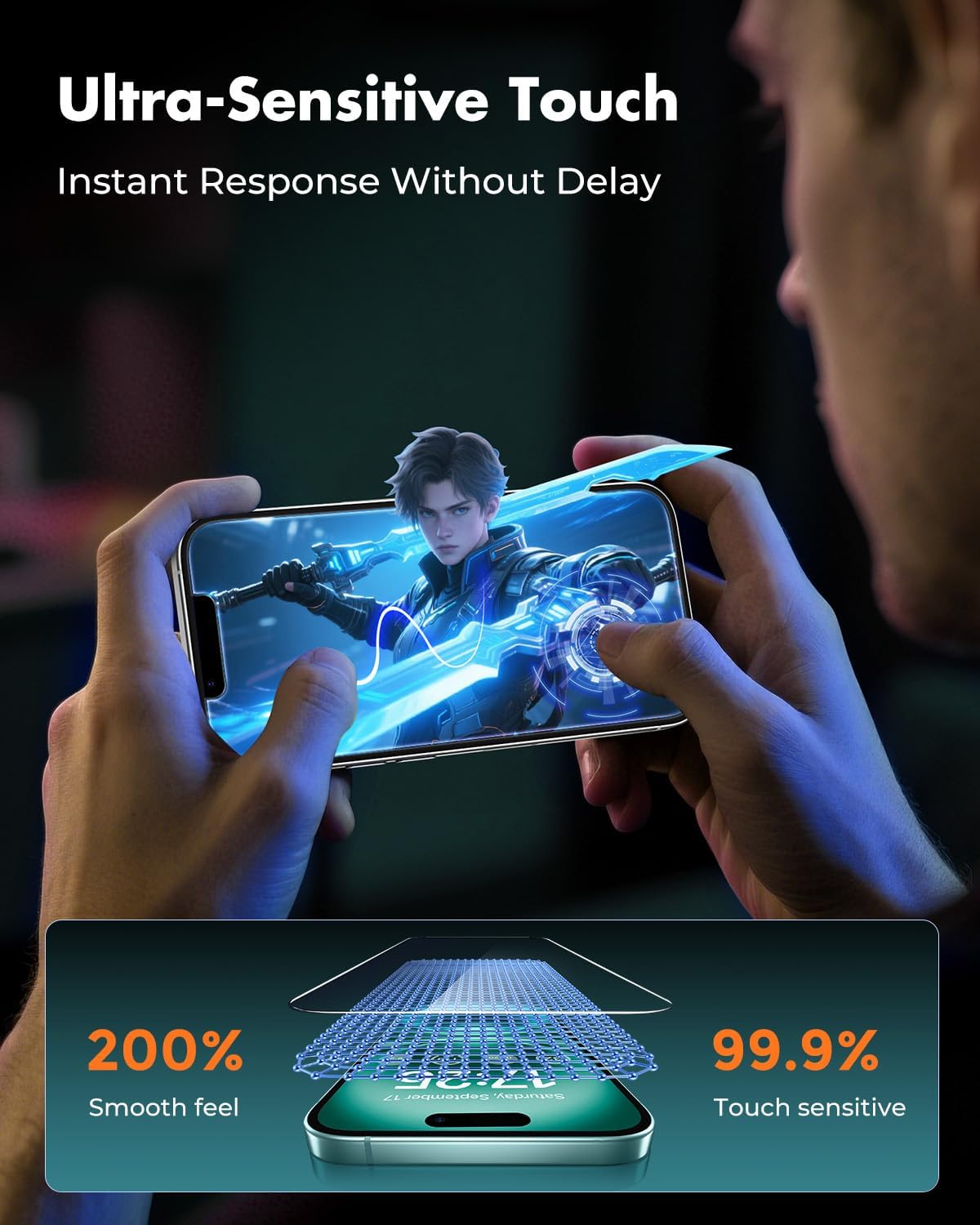 UNBREAKcable 3-Pack Screen Protector for iPhone 16 Plus, Double Shatterproof Tempered Glass [Easy Installation Frame] [9H Hardness] [99.99% HD Clear] [Case Friendly] for iPhone 6.7 inch