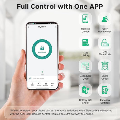 Sophia Keyless Entry Door Lock, Smart Auto Locks for Front Door & Key Fobs & Remote Control, Keypad Deadbolt Digital, Fingerprint Door Lock with Code, Cerraduras Inteligentes, IP68, Satin Nickel