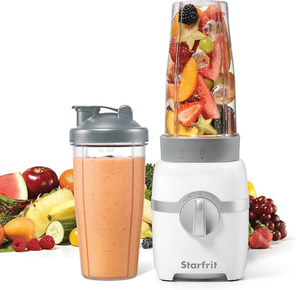 Starfrit Personal Blender - Two 828ml Cups - High, Low & Pulse Modes - 300W - White