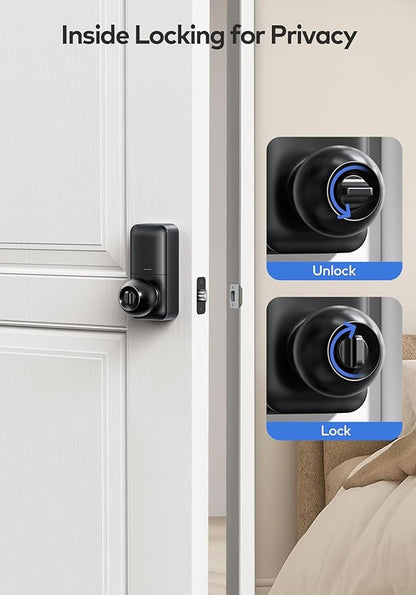 TEEHO TE003 Keyless Entry Keypad Door Lock with Handle, Electronic Digital Smart Locks for Front Door, Smart Door Knob with Code for Bedroom, Auto Lock, Passage Mode, Easy to Install, Matte Black