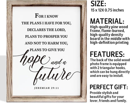 Christian Wall Decor, Religious Artwork for Home Decor, Bible Verse Signs, Inspirational Christian Gift, Framed Wall Plaque Sign 15 * 11.5 inches, I Know the Plans I Have for You Sign