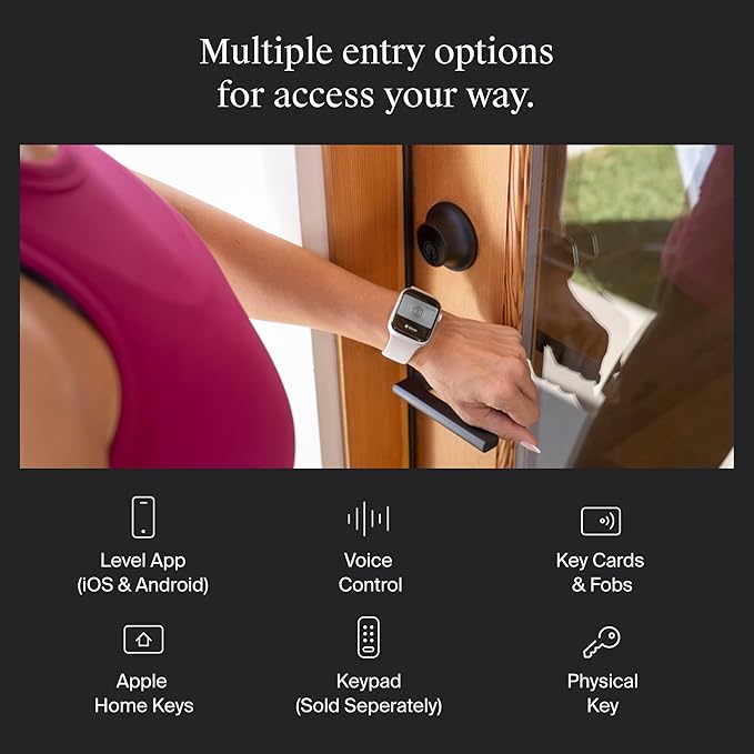 Level Lock+ WiFi Deadbolt Smart Lock - World's Smallest Smart Lock Plus Apple Home Key - Lock/Unlock Anywhere - Level App for iOS & Android - Works with Apple, Alexa, Google (Matte Black)