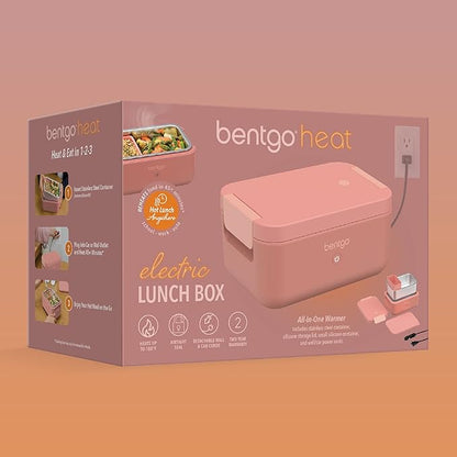Bentgo Heat - Electric Lunch Box - Portable Food Warmer for Adults, Heated Lunch Box for Work, Travel, School & On the Go, Plug Into Wall or Car, Ideal for Ages 14+, 12V/24V & 120V Cords (Pink Spice)