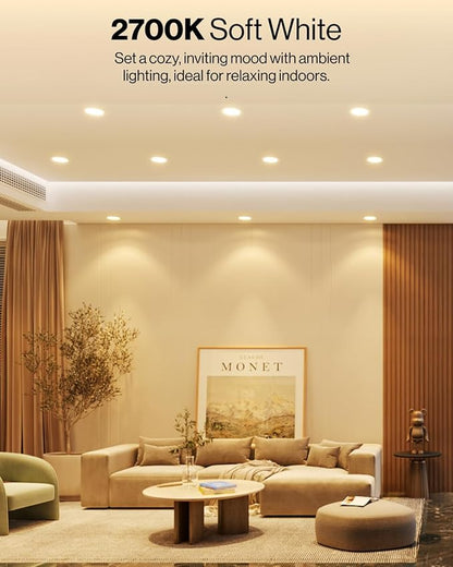 Sunco 12 Pack 6 Inch LED Can Lights, Retrofit Recessed Lighting, Smooth Trim, 965 LM, 13W (75W Equivalent), 2700K Soft White, Dimmable, Damp Rated UL.