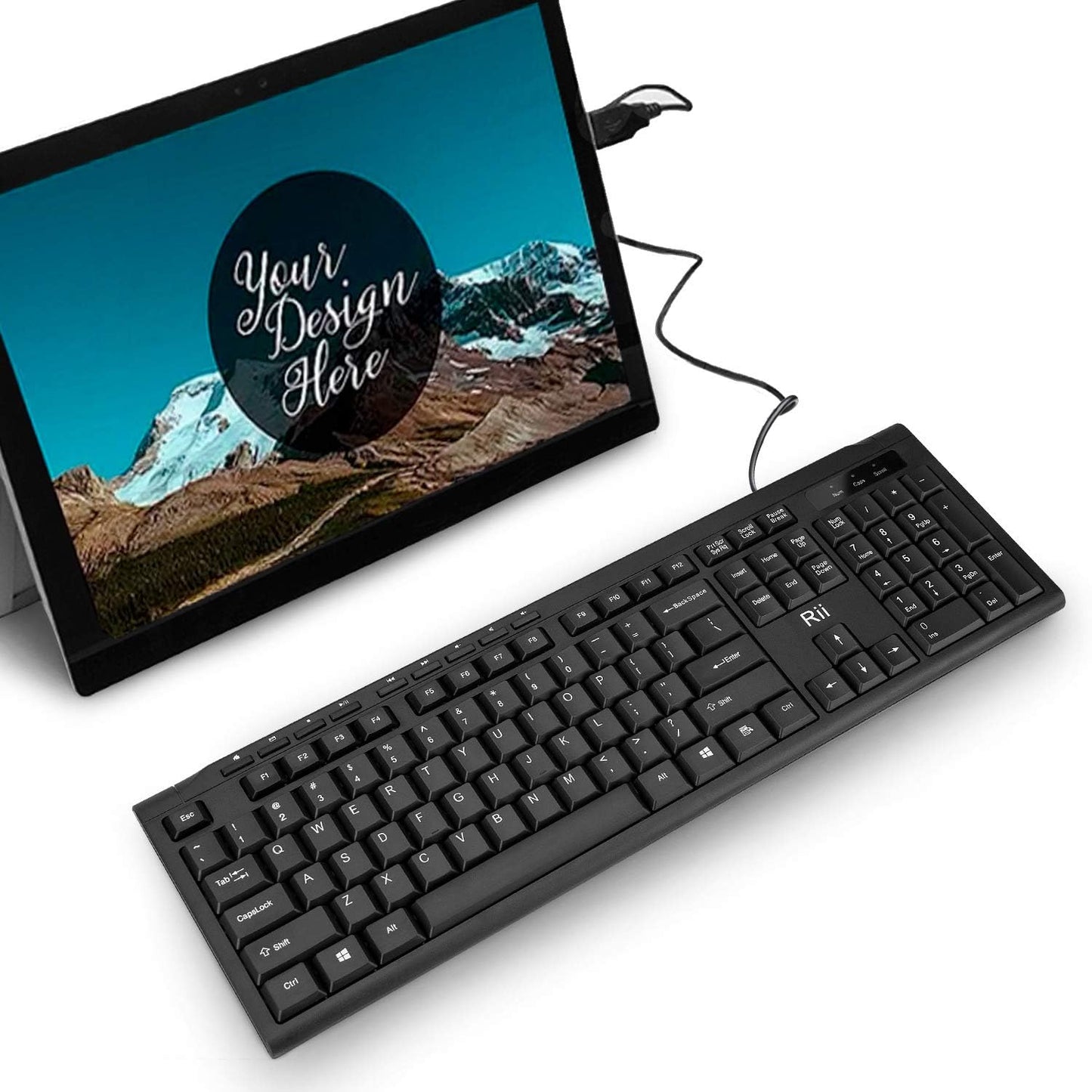 Rii RK907 Ultra-Slim Compact USB Wired Keyboard for Mac and PC,Windows 10/8 / 7 / Vista/XP (Black) (2PCS)